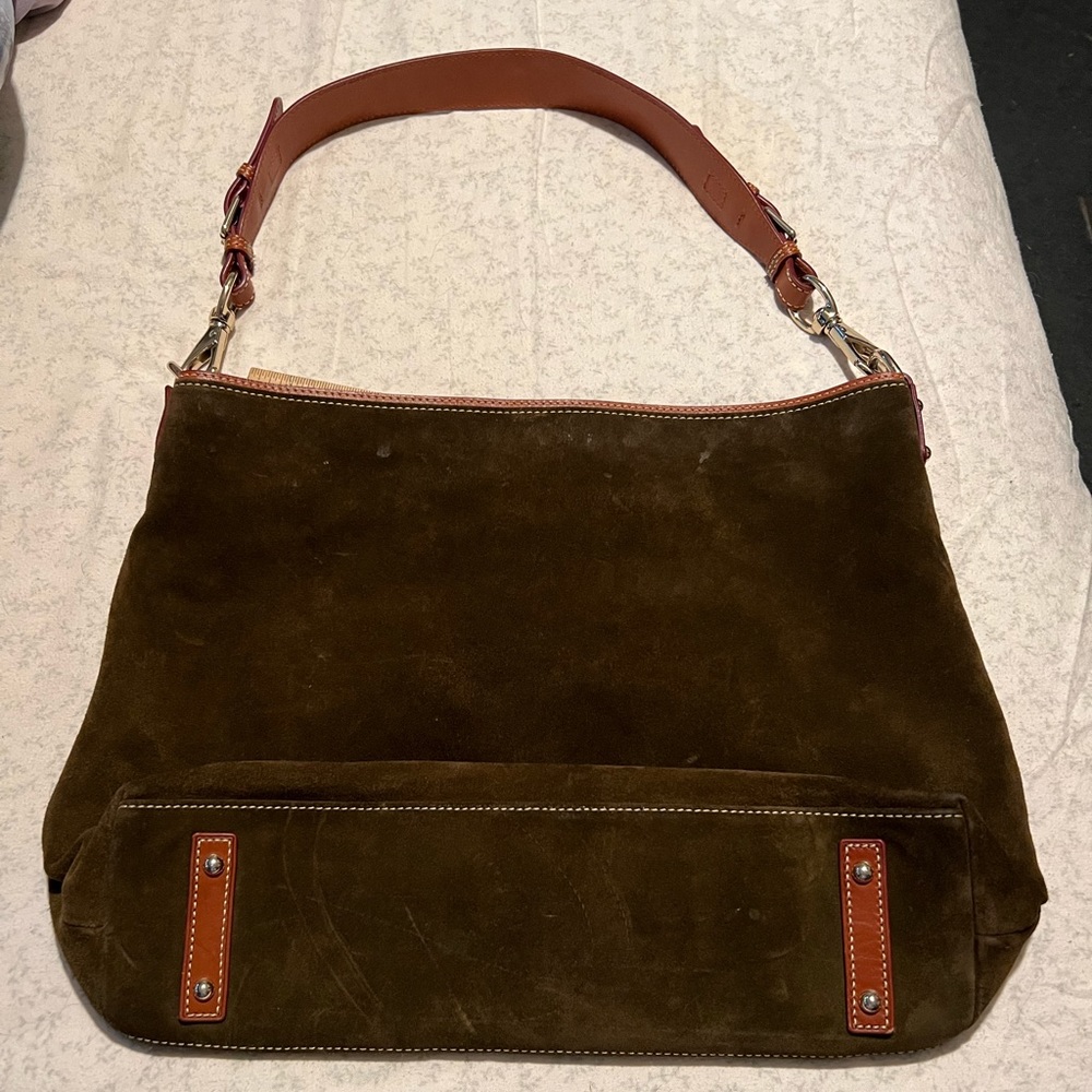 RARE·DISCONTINUED Dooney & Bourke Suede XL Courtney Sac - Olive. EUC - Picture 3 of 12